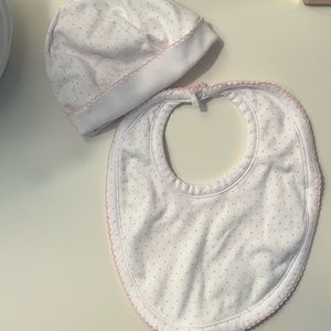 Baby polka dot hat and bib